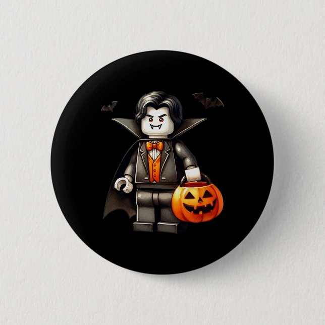 Badge Rond 5 Cm Halloween Maître Constructeur Vampire Enfants Bâti (Devant)