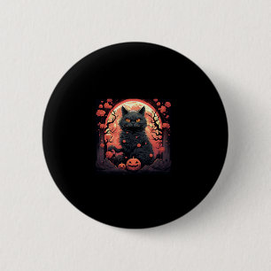 Badge Rond 5 Cm Halloween mystique_ Chat noir, Citrouille, Grande