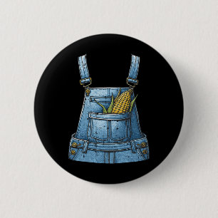 Badge Rond 5 Cm Halloween Overalls Maïs Agricole Hommes Farmer Hom
