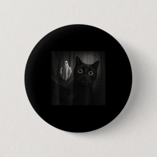 Badge Rond 5 Cm Halloween Selfie Chat Noir Drôle Avec Soky Ghost C