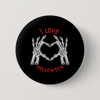 Badge Rond 5 Cm Halloween Skeletal Mains Coeur drôle Dire