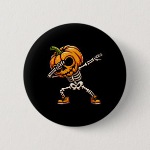Badge Rond 5 Cm Halloween Skeleton Boys Trick Treat Funny Citrouil