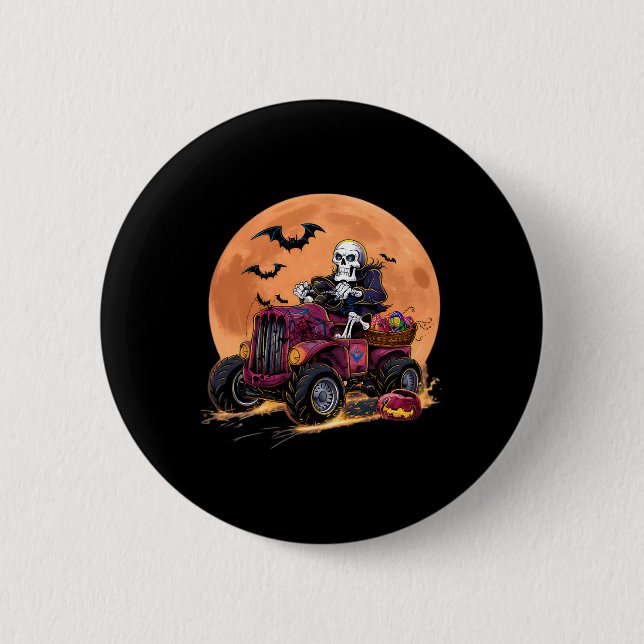Badge Rond 5 Cm Halloween Skeleton équitation Monster Truck Toddle (Devant)