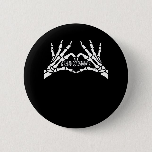 Badge Rond 5 Cm Halloween - Skeleton Hands Heart (Devant)
