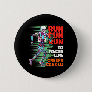 Badge Rond 5 Cm Halloween Skeleton Runner Cardio Déplaisant Jogger