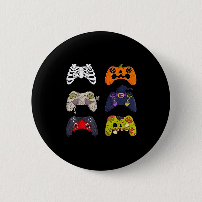 Badge Rond 5 Cm Halloween Skeleton Zombie Gaming Controllers  (Devant)