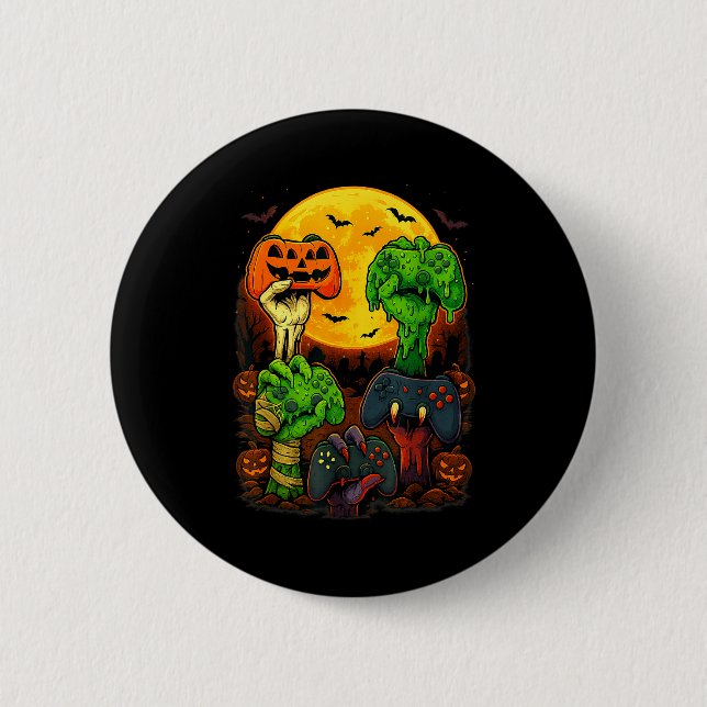 Badge Rond 5 Cm Halloween Skeleton Zombie Mummy Gaming Controller  (Devant)