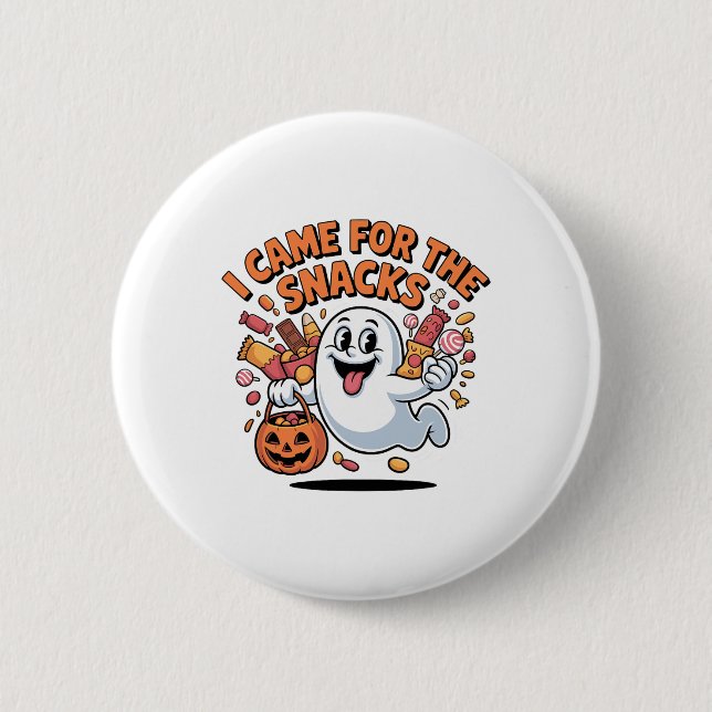 Badge Rond 5 Cm Halloween Snacks Ghost Funny Trick-or-traiter Cand (Devant)