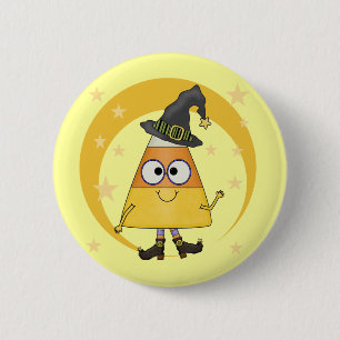 Badge Rond 5 Cm Halloween sorcière de maïs de bonbons