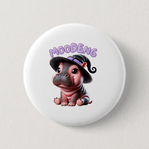 Badge Rond 5 Cm Halloween Sorcière Moo-Deng Hippo Bébé mou Pygmée