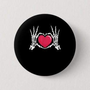 Badge Rond 5 Cm Halloween squelette coeur main