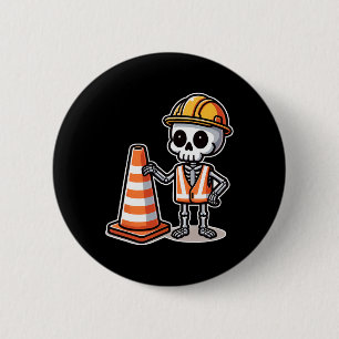 Badge Rond 5 Cm Halloween Squelette de la route cône