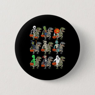 Badge Rond 5 Cm Halloween Squelette Zombie équitation maman T Rex