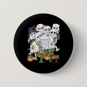 Badge Rond 5 Cm Halloween Squelette Zombie équitation T Rex Funny