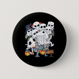 Badge Rond 5 Cm Halloween Squelette Zombie équitation T Rex Funny