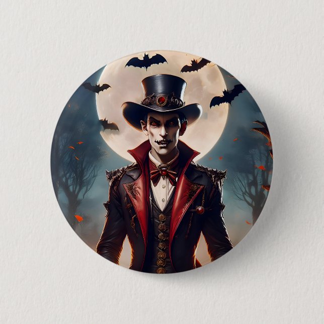 Badge Rond 5 Cm Halloween Steampunk Gothique Zombie Vampire (Devant)
