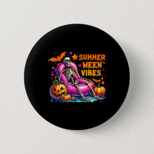 Badge Rond 5 Cm Halloween Summerween Vibes vacances été Skeleto