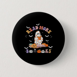 Badge Rond 5 Cm Halloween Super Lire plus Livres mignon Boo Ghost