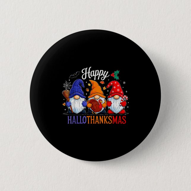 Badge Rond 5 Cm Halloween Thanksgiving Christmas Happy Hallothanks (Devant)