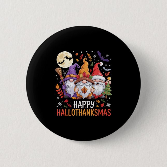 Badge Rond 5 Cm Halloween Thanksgiving Christmas Happy Hallothanks (Devant)