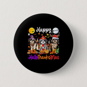 Badge Rond 5 Cm Halloween Thanksgiving Christmas Shih Tzu Dog Hall