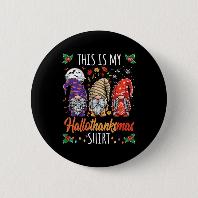 Badge Rond 5 Cm Halloween Thanksgiving Noël Fun Hallothanksma (Devant)