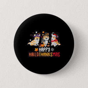 Badge Rond 5 Cm Halloween Thanksgiving Noël Funny Corgi Chiens