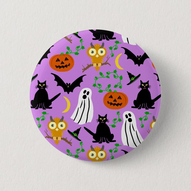 Badge Rond 5 Cm Halloween thème collage toss Motif violet (Devant)