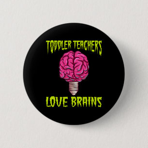 Badge Rond 5 Cm Halloween Toddler Enseignant Amour Cerveaux Hommes