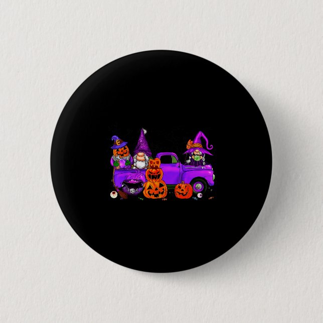 Badge Rond 5 Cm Halloween Truck Gnome Witch Pumpkin Boo Ghost Funn (Devant)