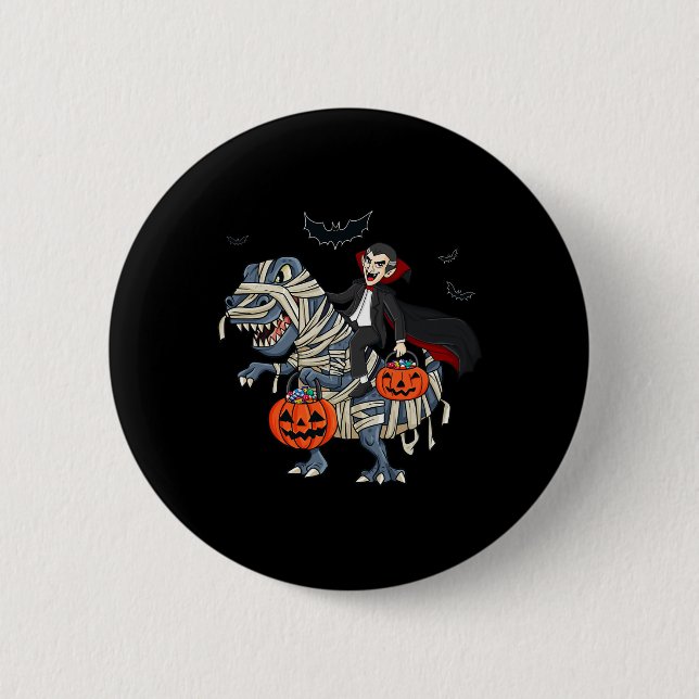 Badge Rond 5 Cm Halloween Vampire équitation T Rex Garçons filles  (Devant)