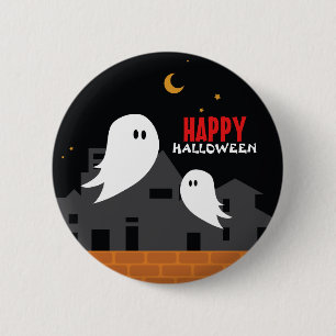Badge Rond 5 Cm Halloween ville fantôme éffrayant bouton de dessin