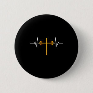 Badge Rond 5 Cm Haltère croix haltère Jésus drôle chrétien Worko
