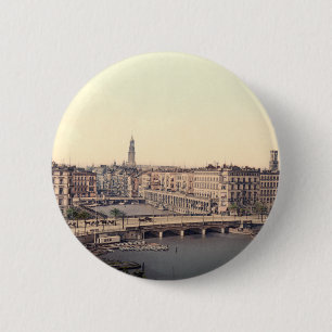 Badge Rond 5 Cm Hambourg Alsterarkaden Deutschland Alster