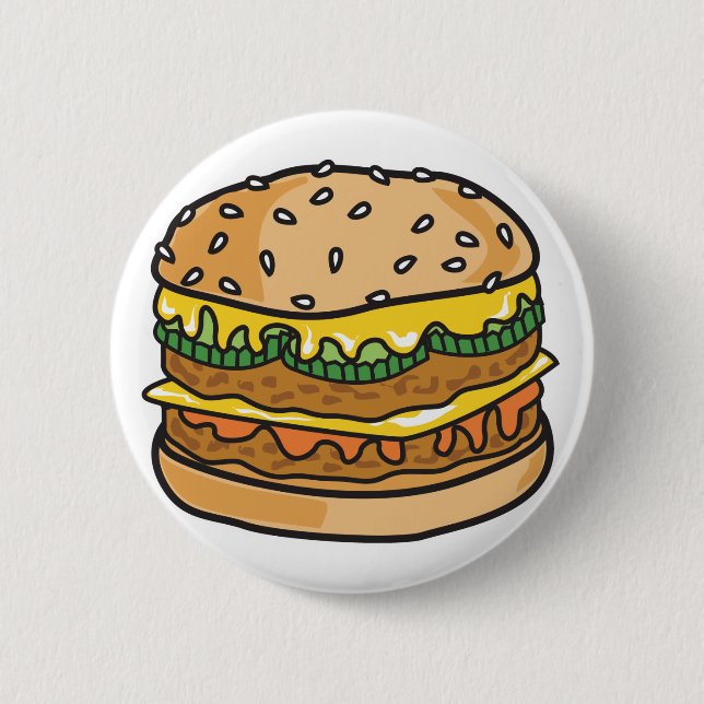 Badge Rond 5 Cm hamburger au fromage rétro (Devant)