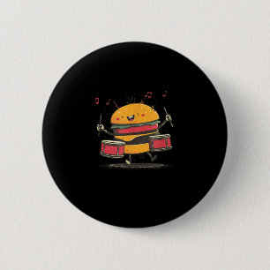 Badge Rond 5 Cm Hamburger Musical avec Batterie pour les Amateurs