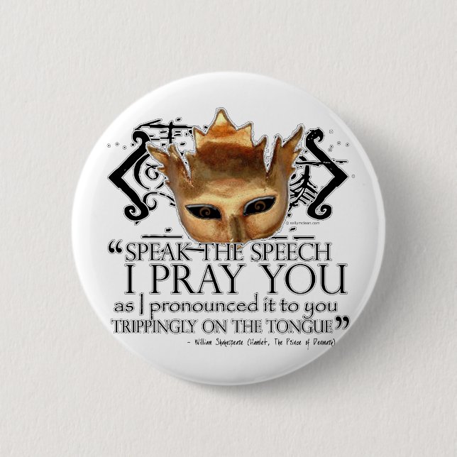 Badge Rond 5 Cm Hamlet "parlent le discours… " (Devant)