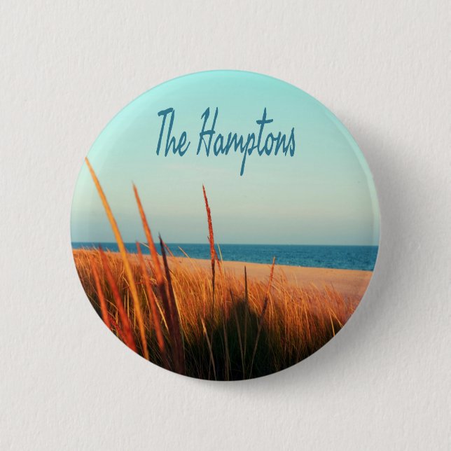 Badge Rond 5 Cm Hamptons Beach Long Island New York (Devant)