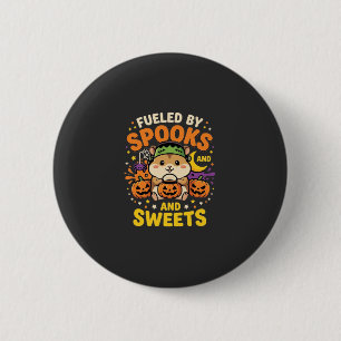 Badge Rond 5 Cm Hamster d'Halloween alimenté par les fantômes et l