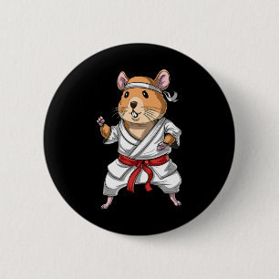 Badge Rond 5 Cm Hamster Karate Ninja Jiu-jitsu Judo Taekwondo Mart