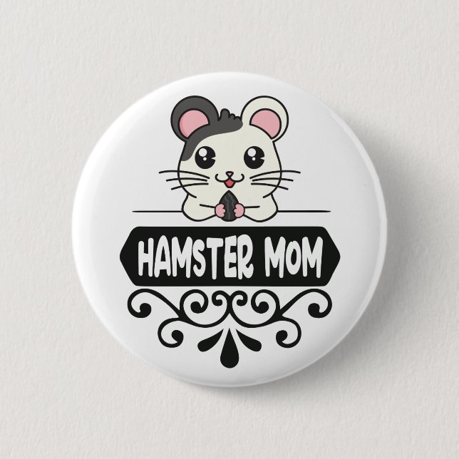 Badge Rond 5 Cm Hamster maman amoureux des animaux mignons (Devant)