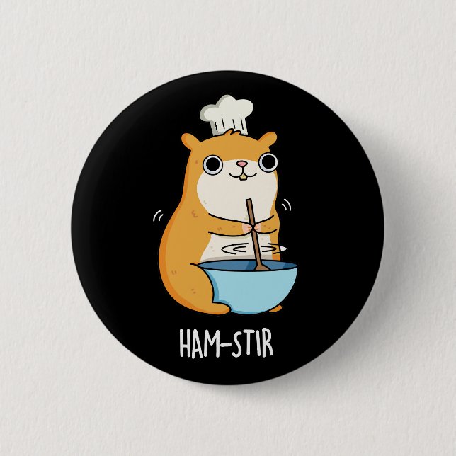 Badge Rond 5 Cm Hamstir Funny Chef Hamster Pun Dark BG (Devant)