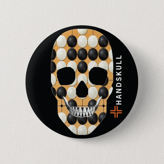 Badge Rond 5 Cm HANDSKULL Baduk, Happy skull, drapeau Baduk (Devant)
