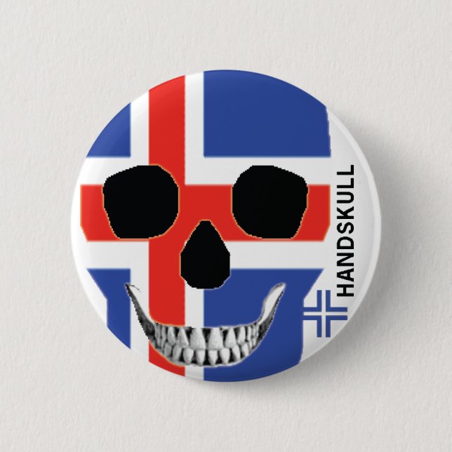 Badge Rond 5 Cm HANDSKULL Islande - bouton (Devant)