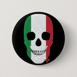 Badge Rond 5 Cm HANDSKULL Italie Insigne rond noir B2