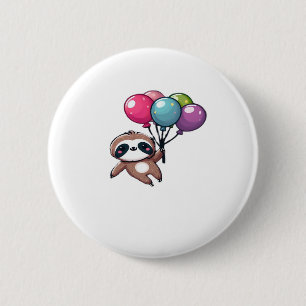Badge Rond 5 Cm Hang Out It's My Birthday Balloon Sloth, Cu