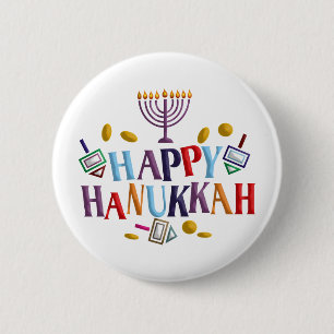 Badge Rond 5 Cm Hanoukka heureux
