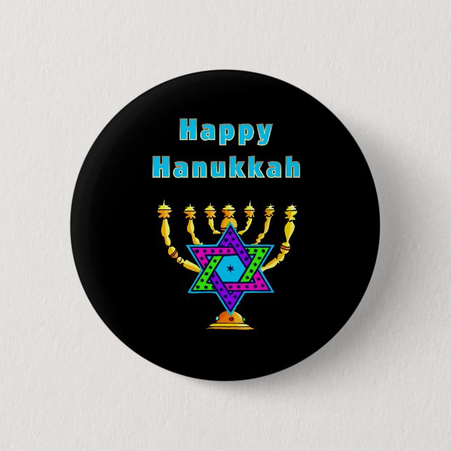 Badge Rond 5 Cm Hanoukka heureux (Devant)