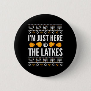 Badge Rond 5 Cm Hanoukka Heureux Juste Ici Pour Latkes Juif Hébreu