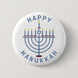 Badge Rond 5 Cm Hanoukka heureux Menorah